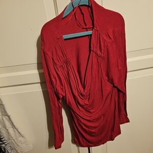 Worthington Crimson Draped Long Sleeve Top